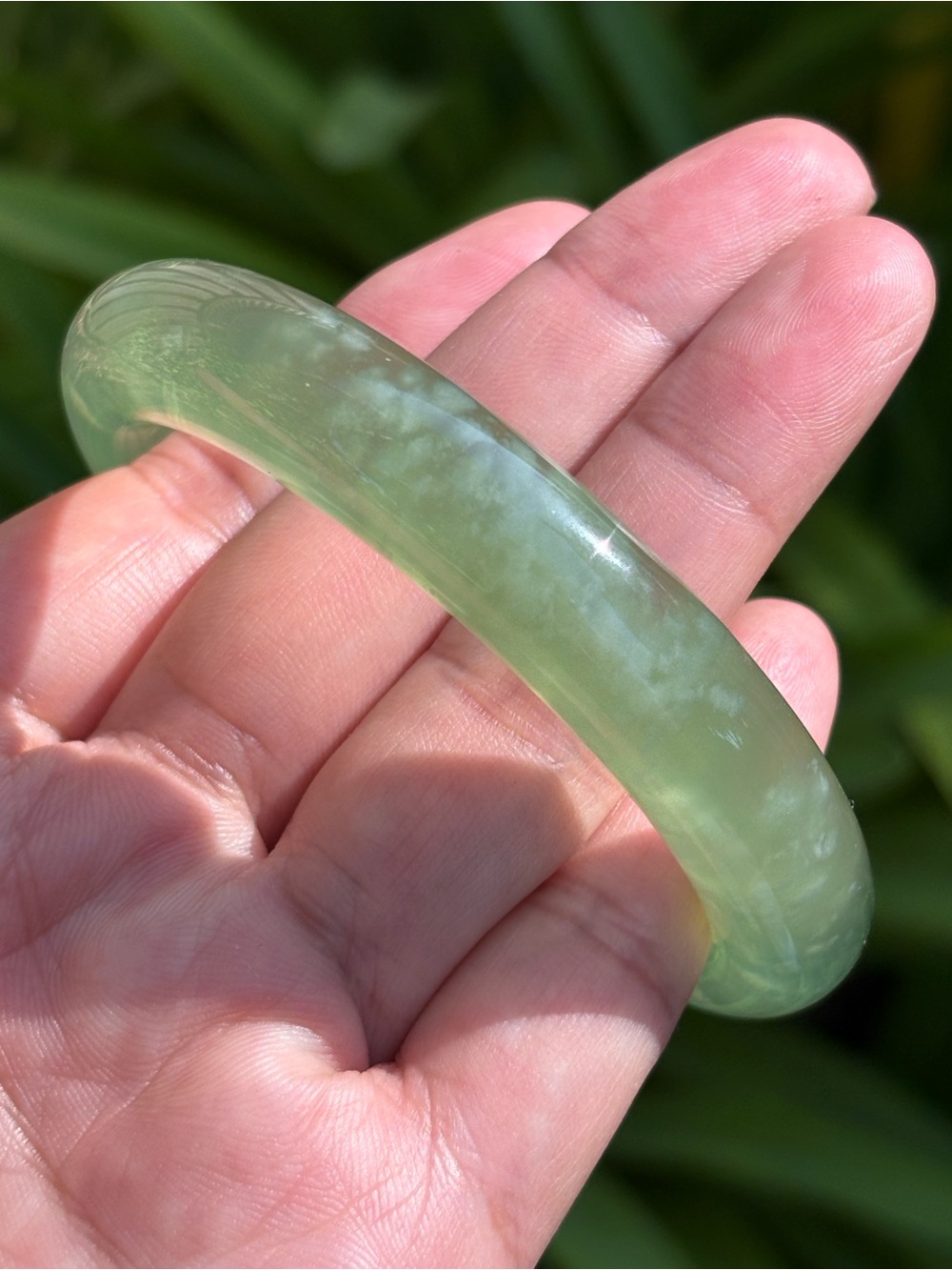 59mm Inner Diameter Translucent Green Xiuyu Jade Bangle 2566 - Picture 5 of 8